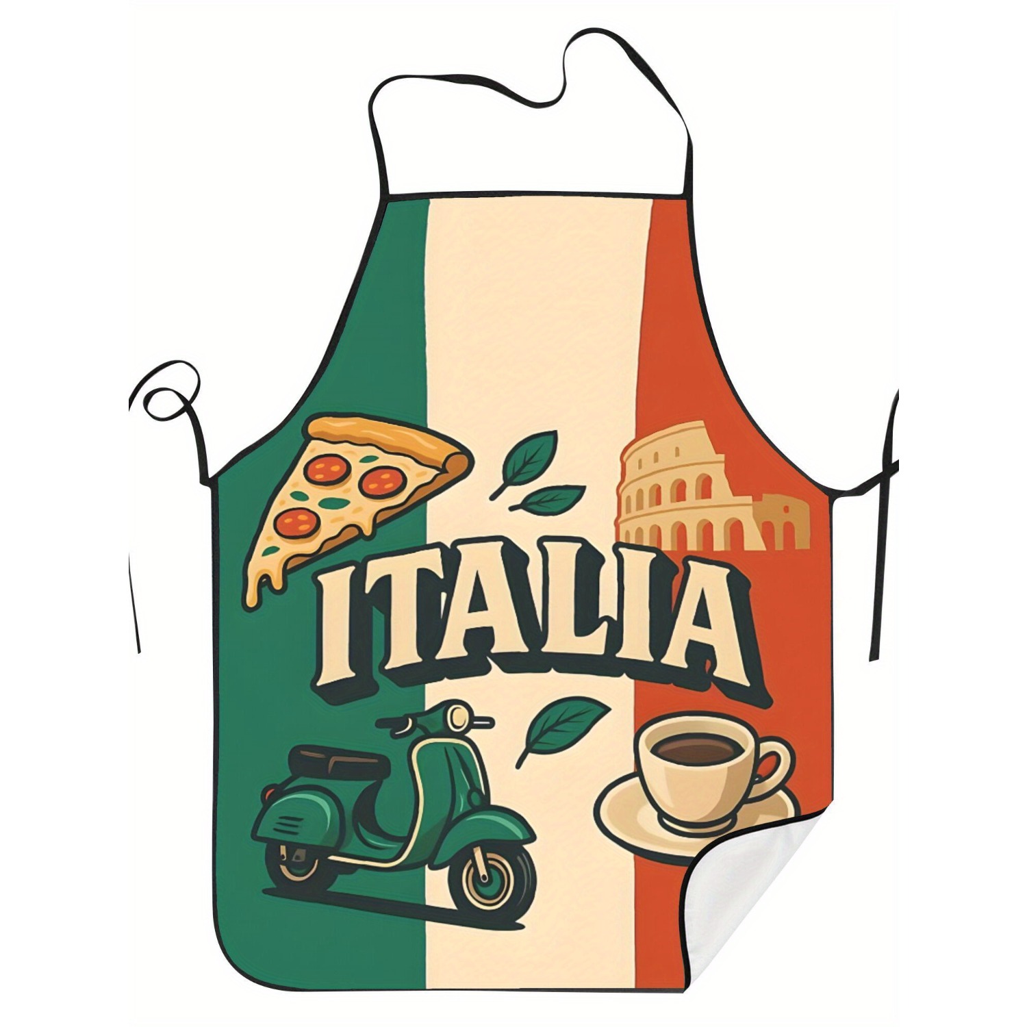 Home Cooking In Italian - Ретро-фартук для кухни с итальянским флагом,