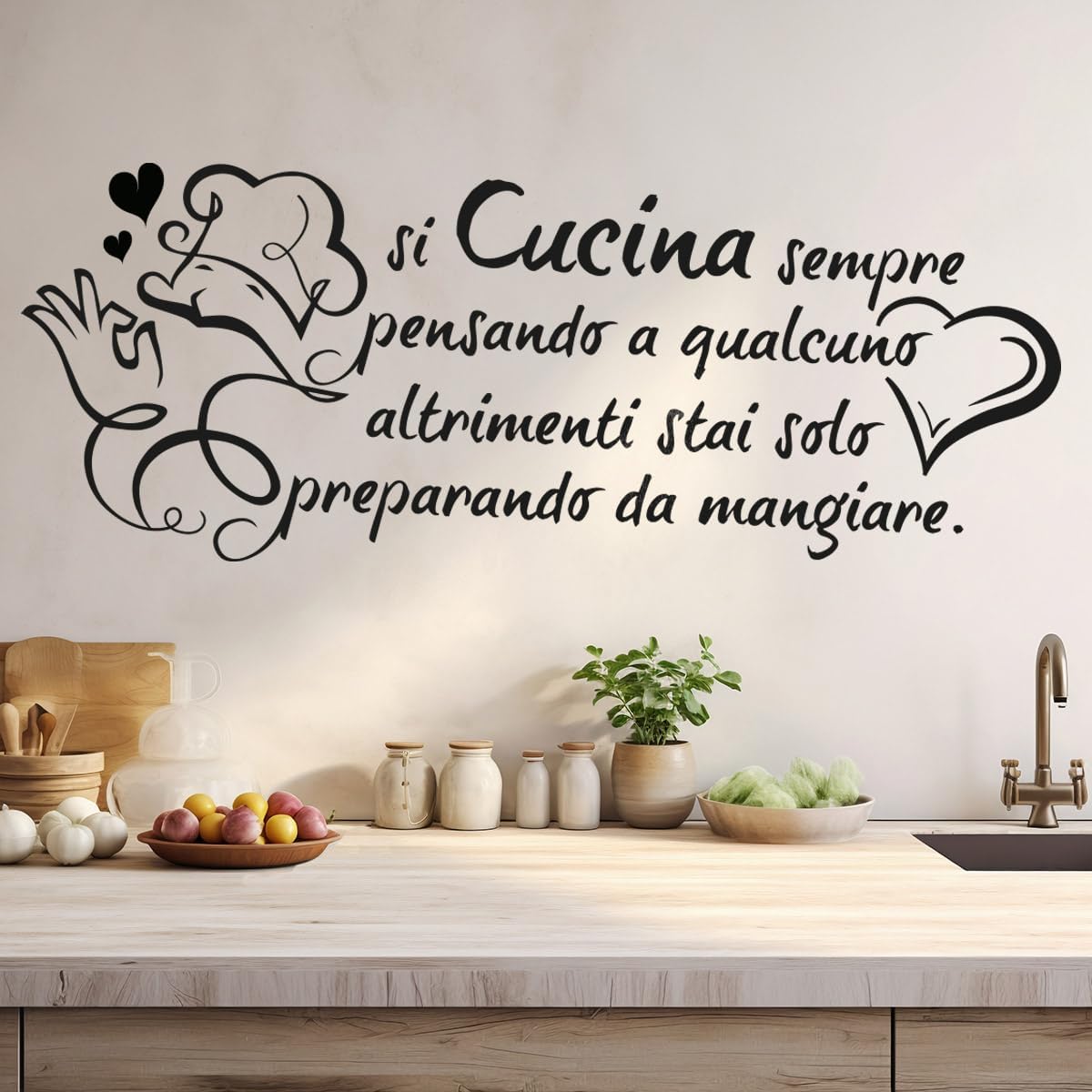 Home Cooking In Italian - Наклейка на стену с цитатой о