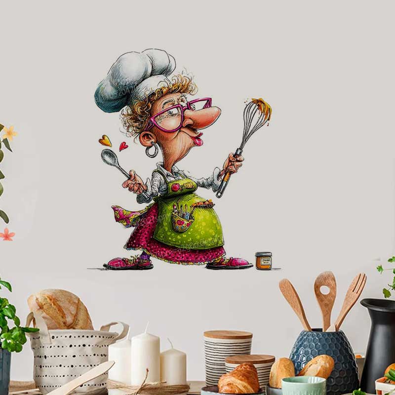 Home Cooking Meals - Забавные наклейки с изображением женщин-поваров для