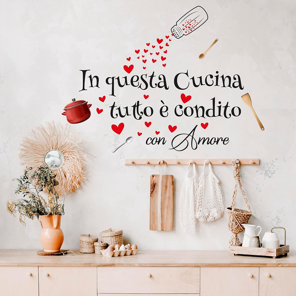 Наклейка на стену с цитатой о  – обзор и цена Home Cooking In Italian
